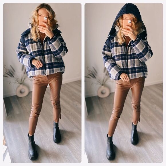 Zara Plaid Puffer Jacket - Picture 1 of 11